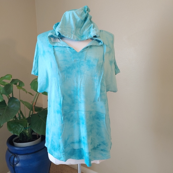 Workshop - Short sleeve, front pocket, tie dye hoodie Size XS NWT!! - Picture 7 of 7